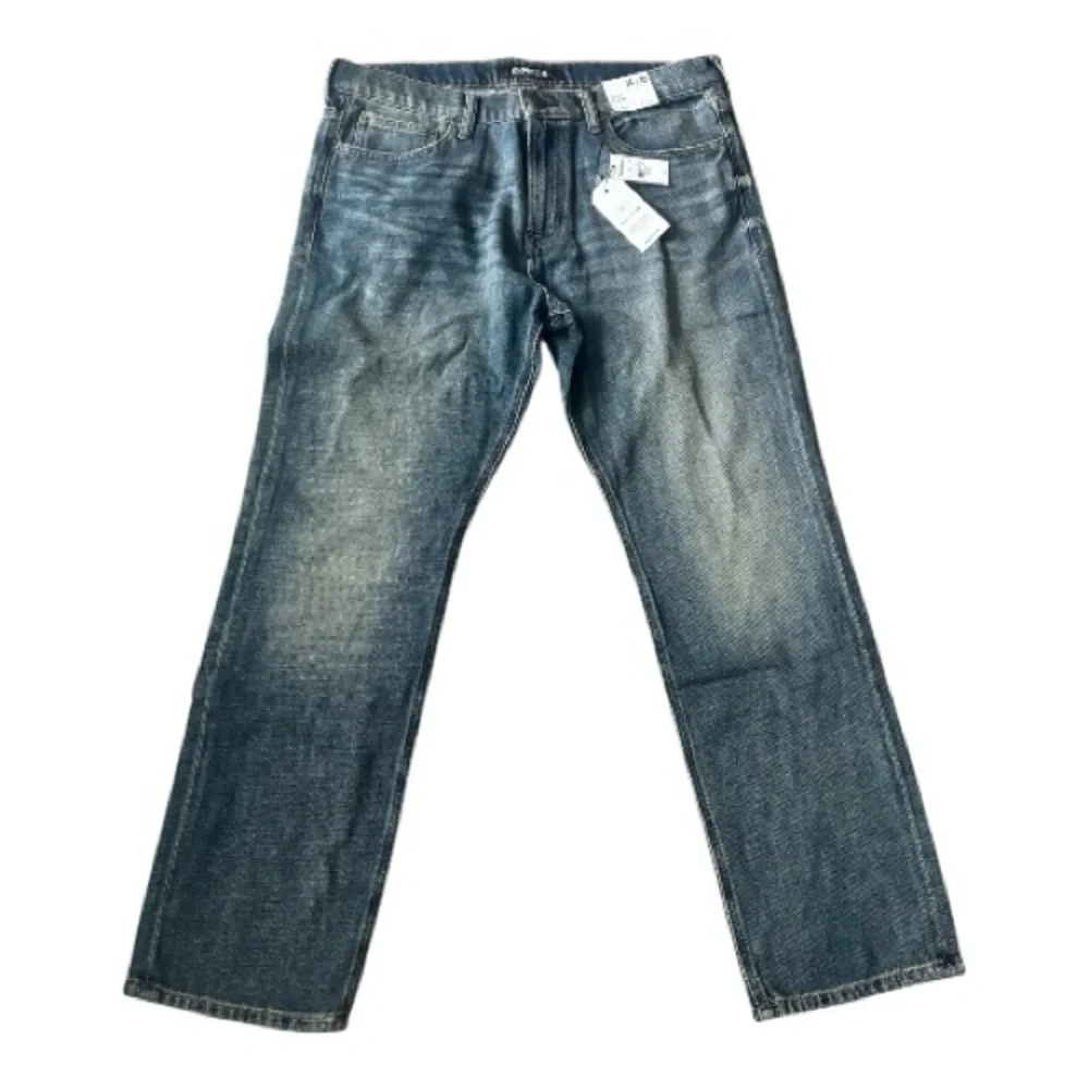 Express Men's Slim Straight Jeans in Blue Wash
